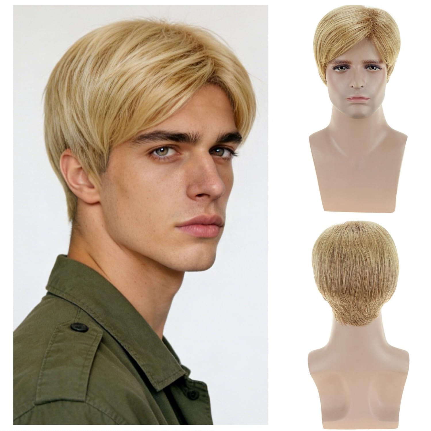 NEW ! Women & Men Short Hair Straight Wig Gold Amazon.com: BERON Mens Blonde Wig Short Straight Blonde Wig  main image 3