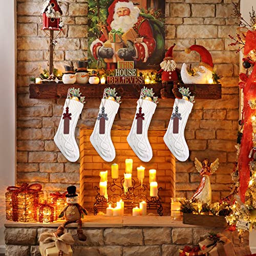 Ximishop 4Pcs White Christmas Stockings, 18Inch Large Personalized Cable Knitted Xmas Hanging Stocking Decorations With Name Tags For Holiday Christmas Party Family Decor #TOP6