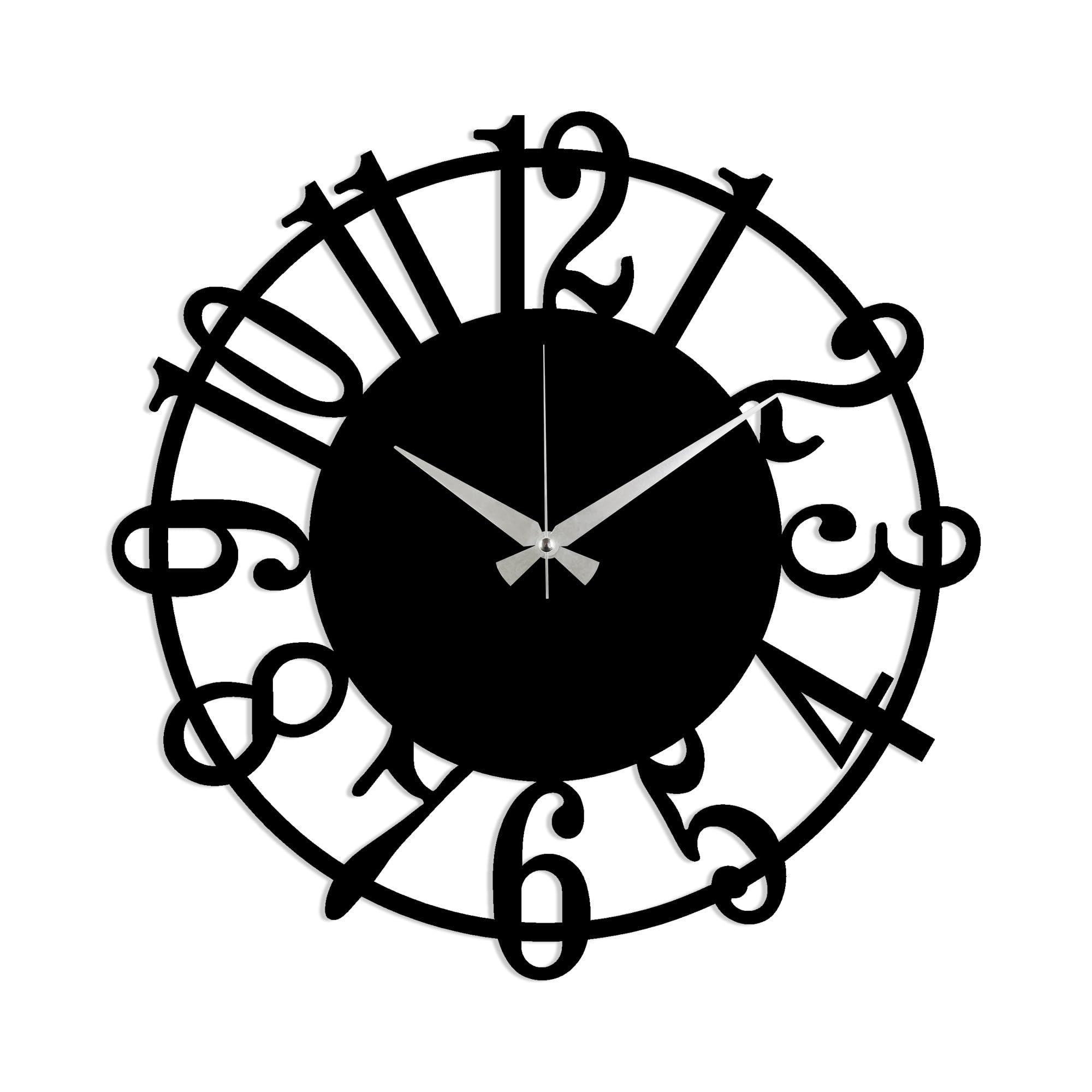 WELL HOME MOBILIARIO & DECORACIÓN Decorative metal circle wall clock with numbers, Black/White, 48x48