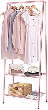 Clothes Rail Small Clothe Rack Heavy Duty Metal Garment Rack 60cm x 151cm Garment Rail with Shelves Coat Stand Hanging Rail for Clothes (Pink)