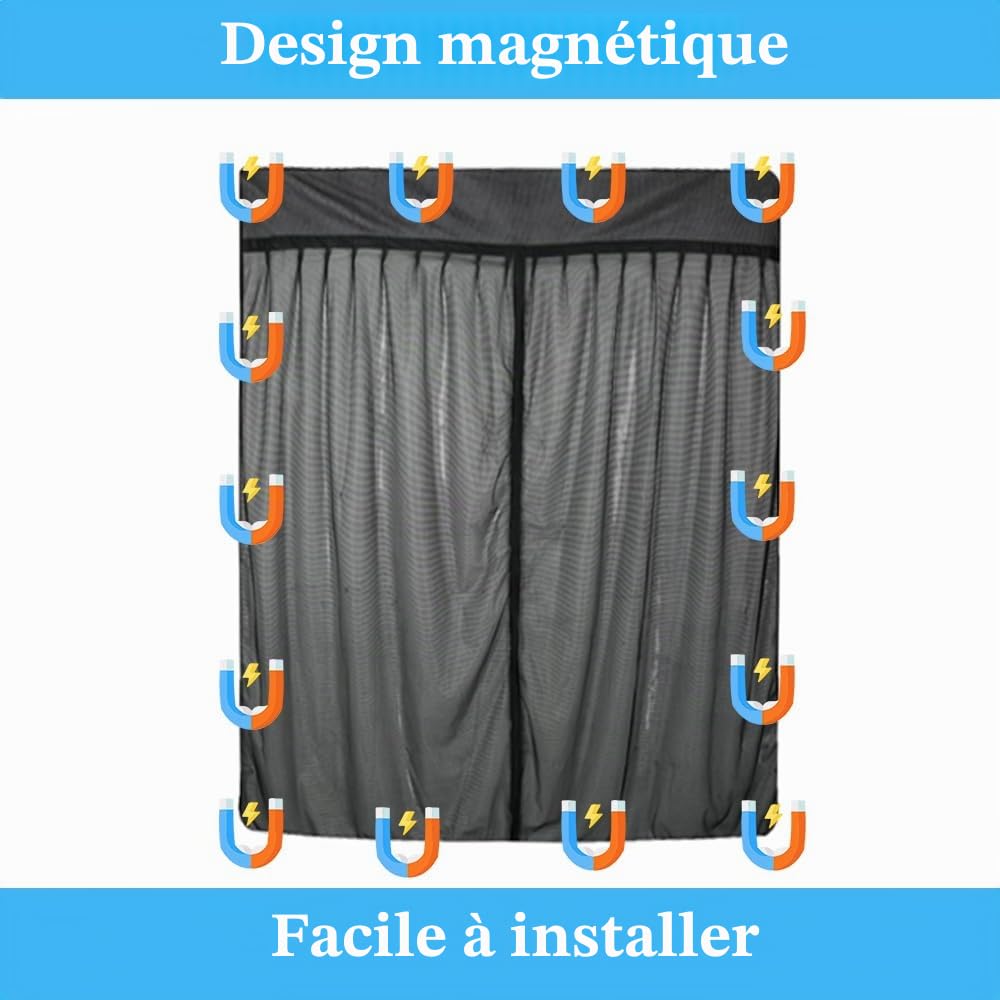 Porte Arrière Moustiquaire Magnétique pour Fiat Ducato/Peugeot Boxer/Citroen Relay 2006-2024, Moustiquaire pour Camping en Plein Air, Voiture Filet pour Porte Arrière, 195x170cm