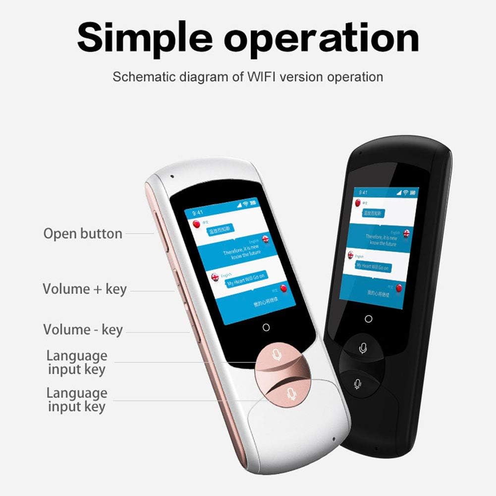 Smart Language Translator Device with Voice 2.4 Inch Touch Screen 41Languages in 120 Countries WiFi Pocket Electronic Translators for Learning Traveling,Pink