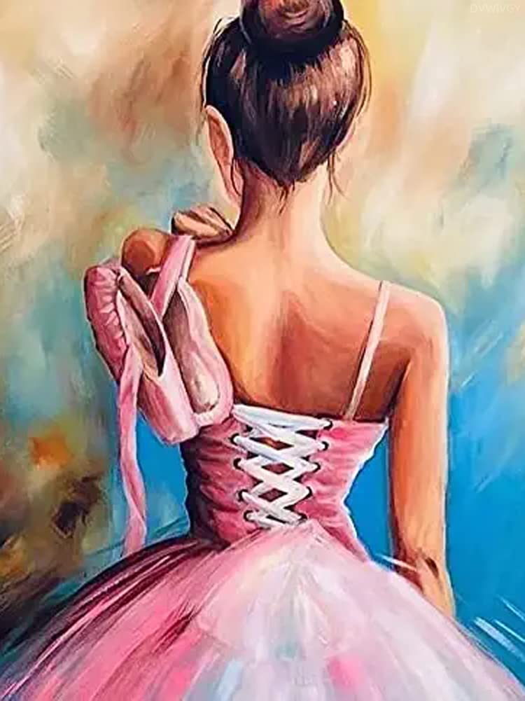 5D Diamond Painting Kits Ballet Dancer Girl Back Shoes Full Drill Round Beads Diamond Art Gems Stone Cross Stitch DIY Diamond Painting by Number Kits
