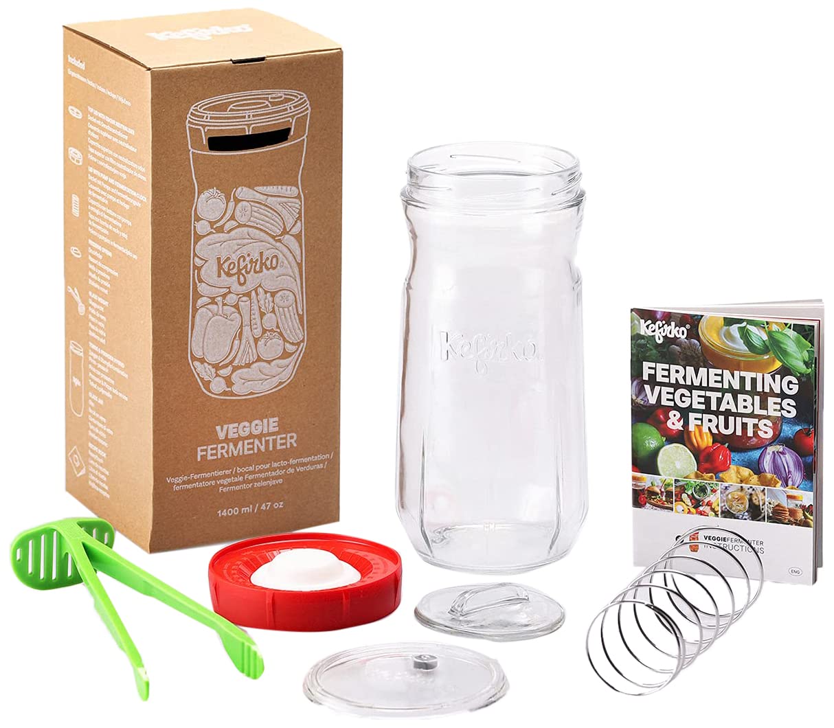 Kefirko Fermentatore per verdure, 1,4 litri, per fermentare frutta, verdura, kimchi, crauti e altro, materiali privi di BPA, colore: giallo