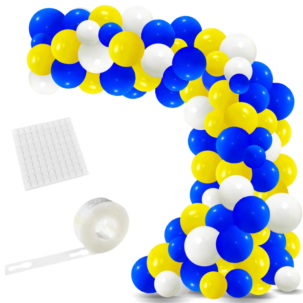 Blue Yellow White Balloon Arch Kit - Royal Blue, Yellow, White Balloons for Anniversary Birthday Baby Shower Graduation 2025 Party Decorations