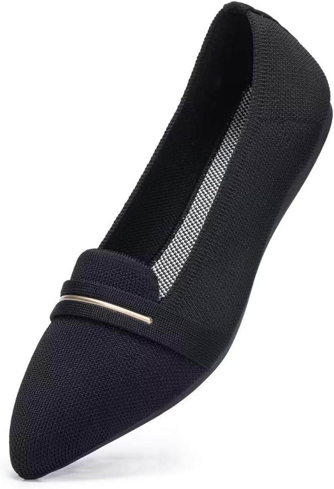 Frank Mully Women's Casual Loafer Flats Slip On Loafer Shoes Comfortable Knit Flat Shoes Classics Pointy Toe Loafer Flats,for Work,Travel