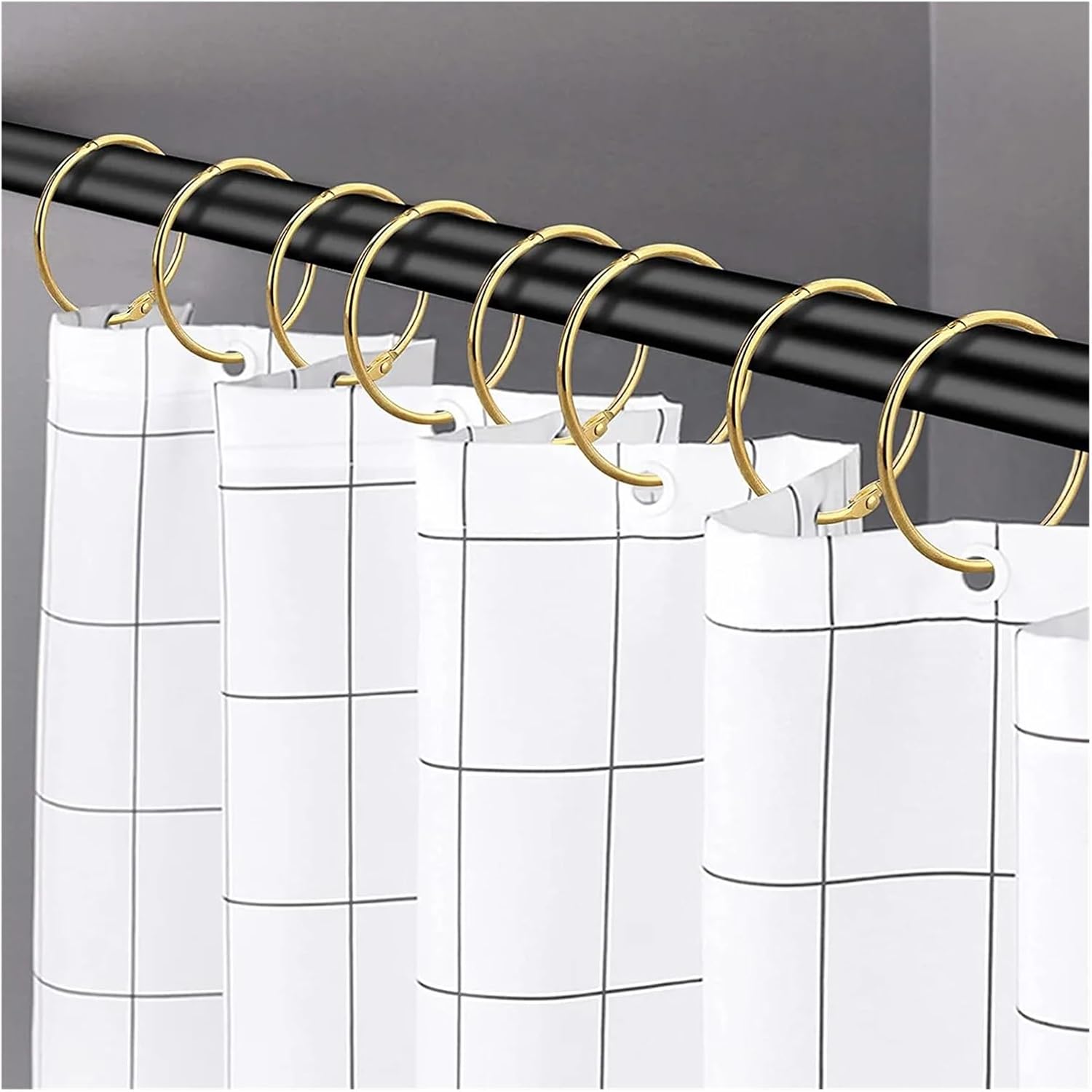 24 Pack Curtain O-Rings Purpose Decorative Metal Shower Rings Loop Smooth Hook for Bathroom for Curtains and Rods(24pcs Golden)
