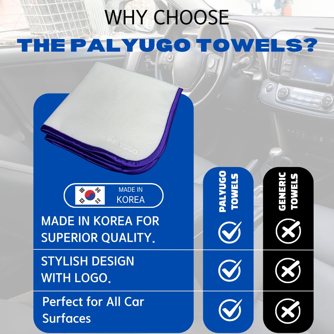 The PALYUGO Microfiber Car Detailing Towel 2Pack - High-Absorbency Car Wash Cloth - Ideal for Polishing, Drying, and Cleaning, 16in x 16in (Purple Silk)