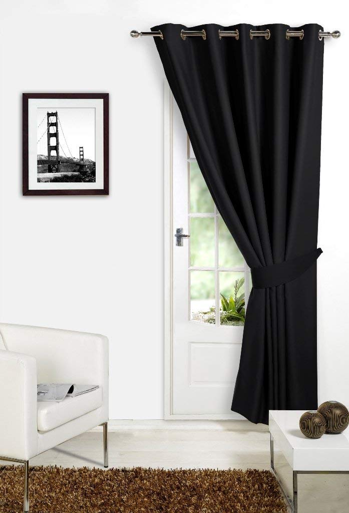 Viceroy Bedding Black 66" Width X 84" Drop (Only 1 Panel), Supersoft Thermal Out Door Eyelet/Ring Top Readymade Bedroom Curtain 'Winter Warm But Summer Cool