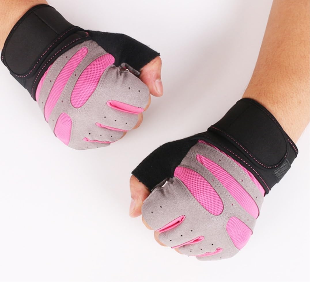 Guanti Bici Guanti da Ciclismo Guanti Da Uomo Guanti Fitness Per Uomo E Donna Guanti Da Allenamento Con Supporto Per Il Polso Guanti per Bicicletta Guanti da Moto(Color:Rosa,Size:Large)
