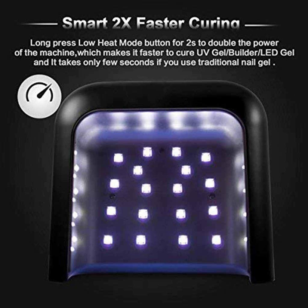 FAXIOAWA Lampada per Unghie, Lampada per Unghie a LED da 48 W per Smalto Gel Che polimerizza 5 Unghie delle Mani con Se
