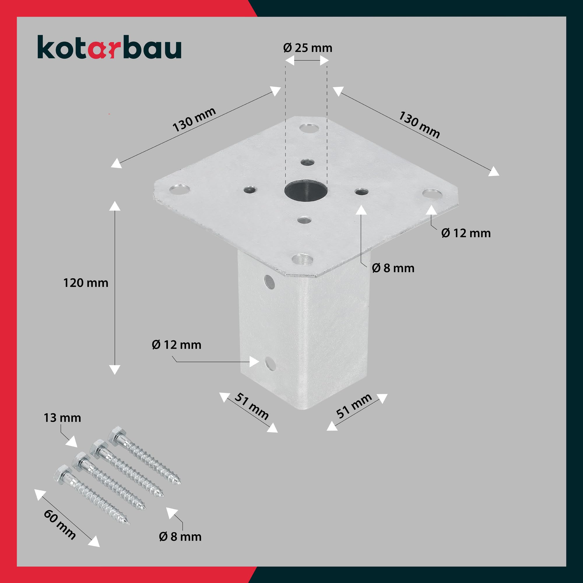 Schroefhuls Voor Vierkante Houten Palen 5 Stuks, Paalhuls