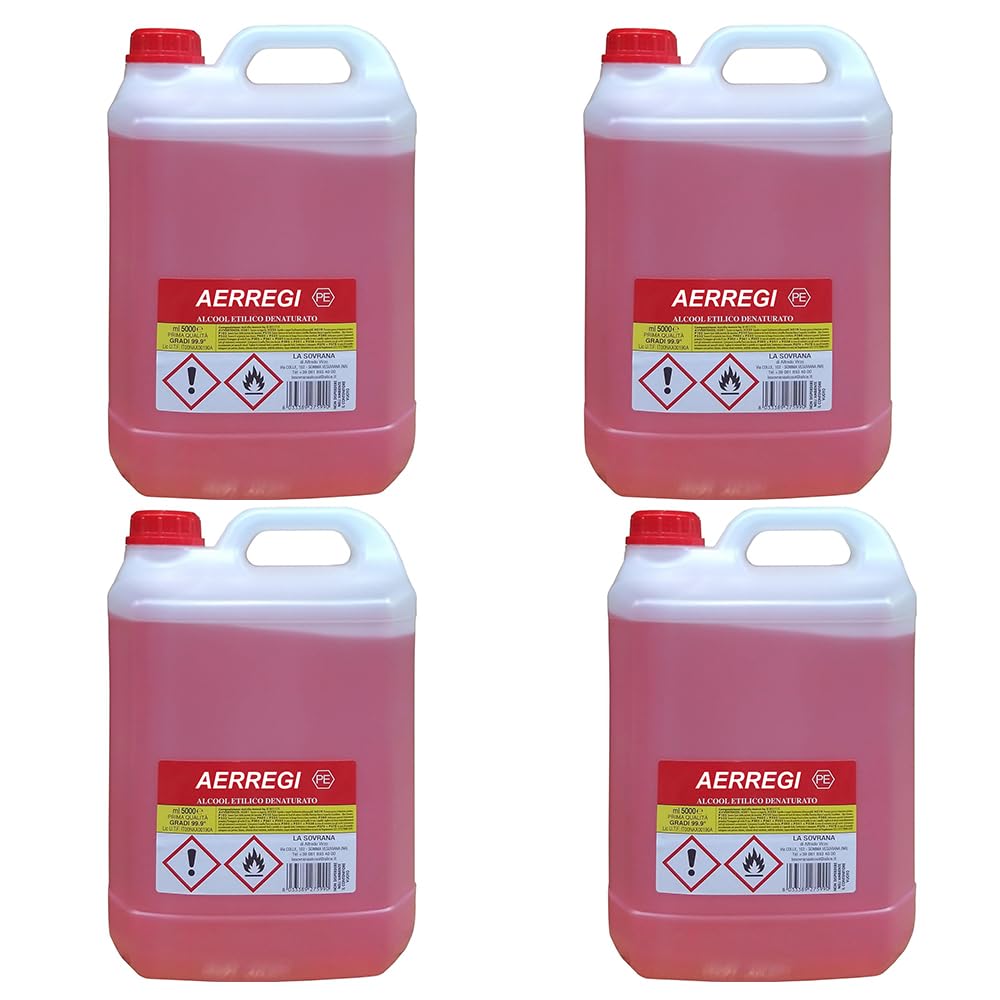 Alcool Etilico Denaturato 90° 5 Litri Set 4 Pezzi