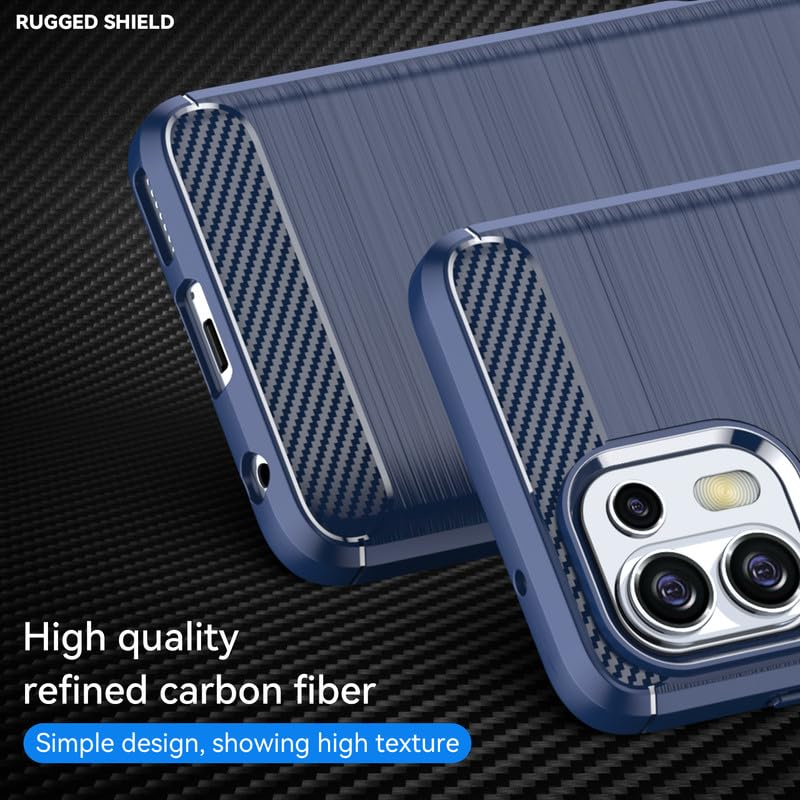 Image of Hybrid Carbon Fiber Back Case for Moto Edge 20 Lite (Blue) - Textured Design, Raised Lip, Slip Resistant, Matte Finish