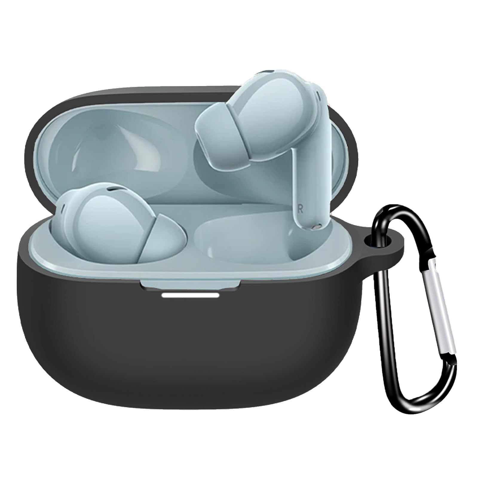 Redmi buds 5用ケース シリコン素材 全面保護カバー 耐衝撃 Redmi Buds 5用対応ケース 保護カバー イヤホン保護 紛失防止 カラビナ