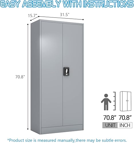 Miniatura 3 de GREATMEET Gabinete de almacenamiento de metal para garaje armario de metal con bloqueo armarios de acero para garaje con 2 puertas y 4 estantes