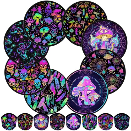 Gejoy 24 Pcs Mushrooms Skulls Foldable Flying Fan Disc Hand Fans 8 Style