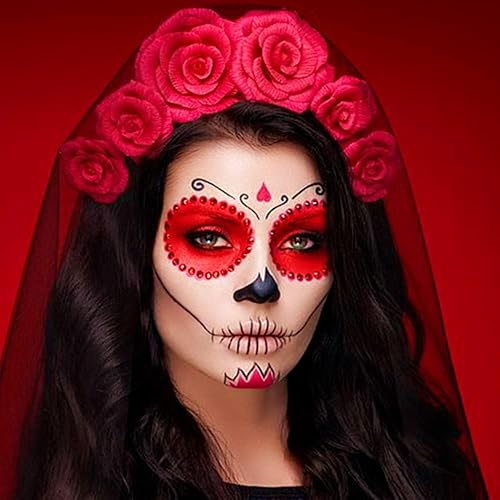 Miniatura 4 de Go Ho Pintura corporal roja lavable (2.37 onzas), pintura facial roja crema a base de agua, pintura de cara roja de nariz de payaso para Halloween,