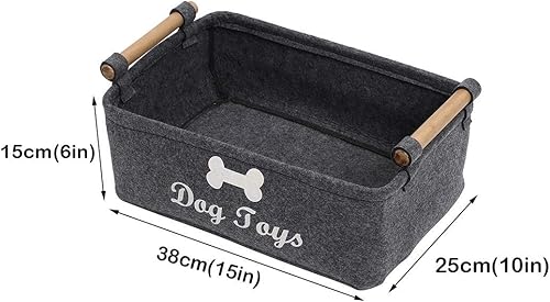 Miniatura 18 de Geyecete Contenedores de almacenamiento de juguetes para perros, con mango de madera, cesta de almacenamiento plegable para suministros