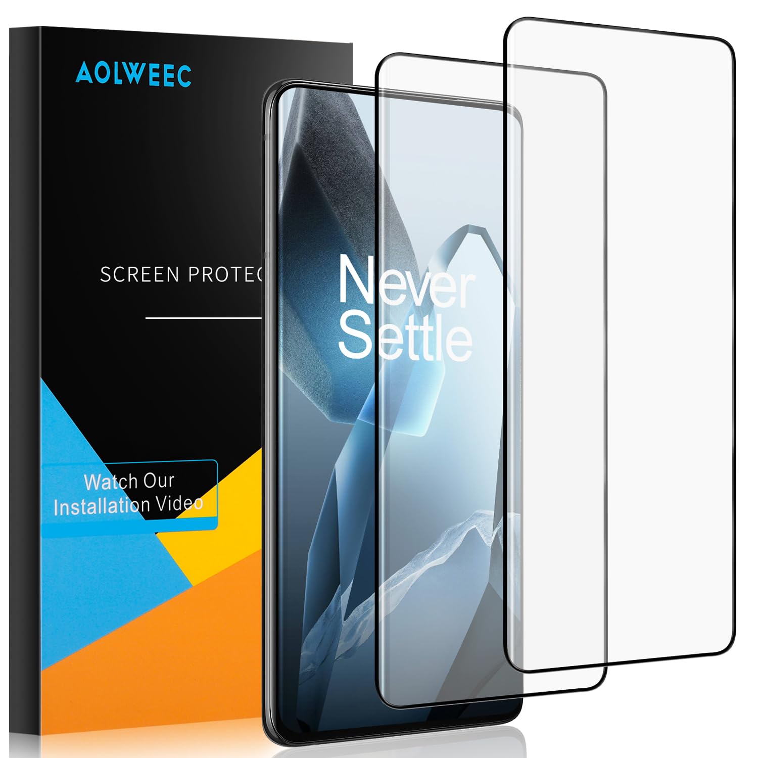 AOLWEEC 2-Pack for OnePlus 13R Screen Protector, Tempered Glass Screen Protector [9H Hardness] [Anti-Scratch] [Full Coverage] HD Clear High Responsive
