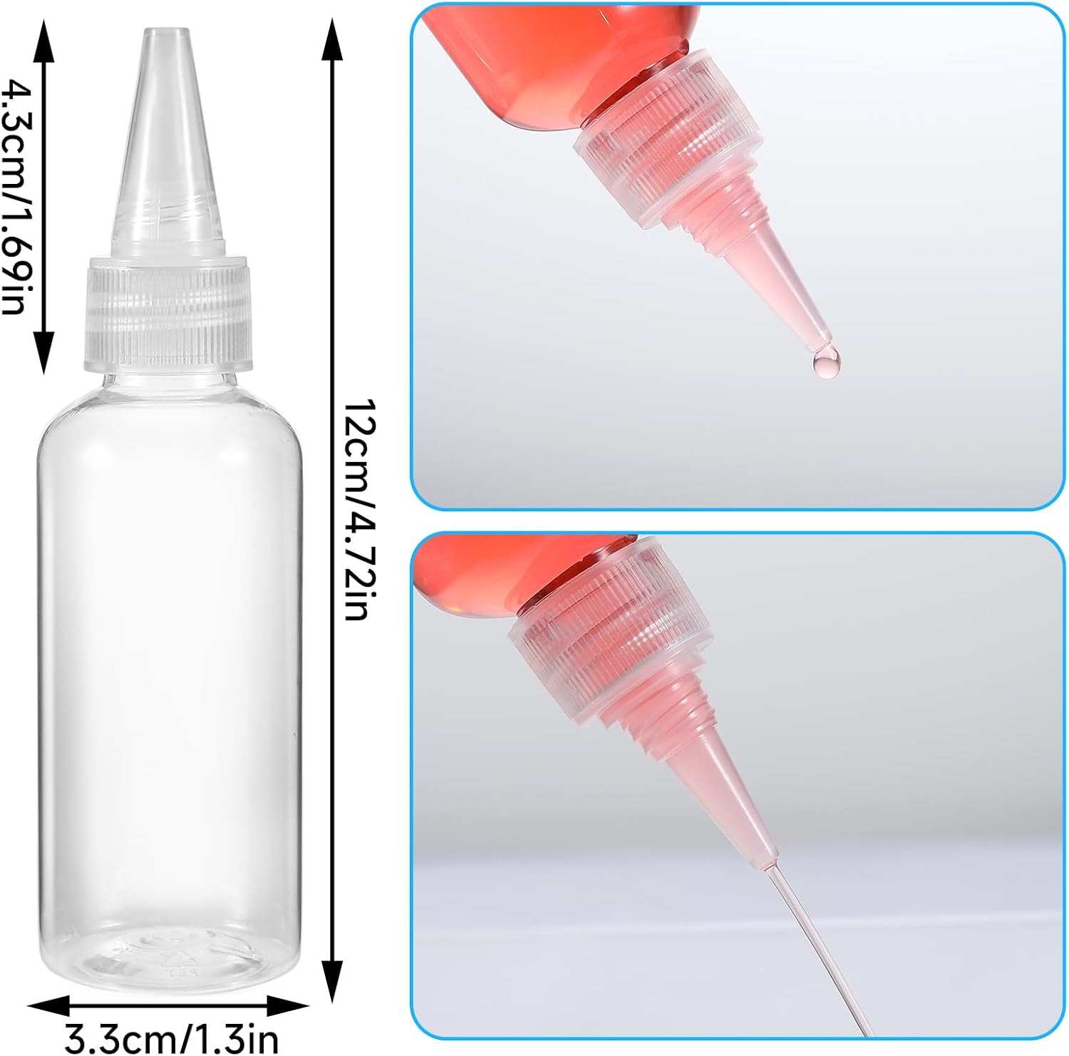 8Pcs Plastic Small Squirt Bottles for Liquids Plastic Squeeze Bottles 50ml