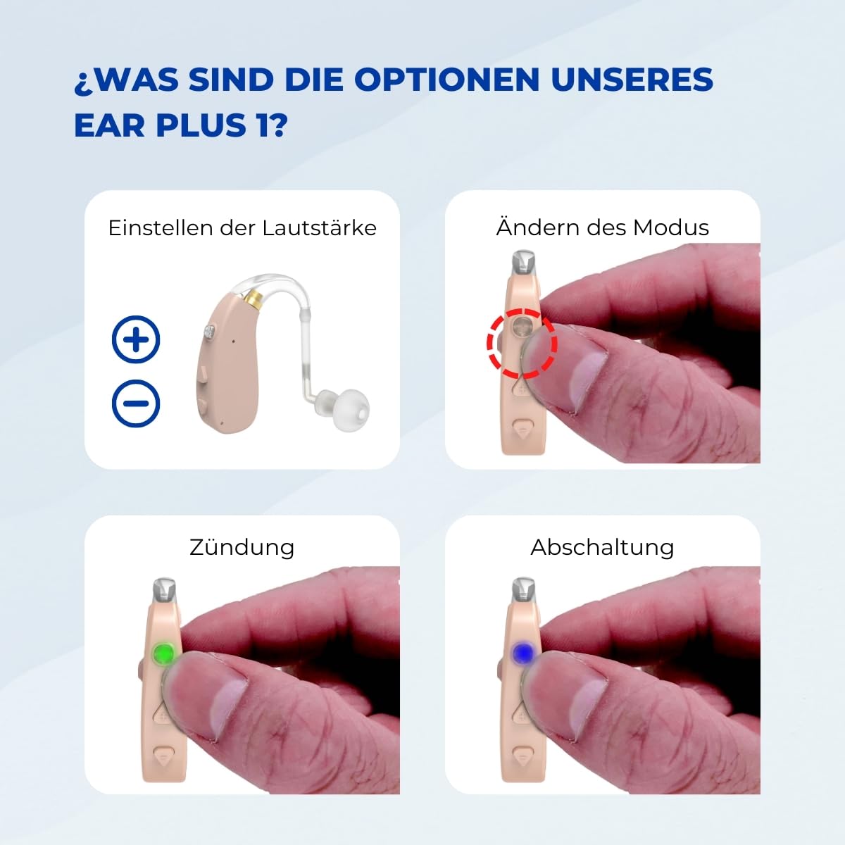 Mobiclinic®, Hörverstärker, Ear plus 1, Wiederaufladbar, 5 lautstärkestufen, 360° schwenkbar für beide ohren, 3 lärmreduzierungsmodi, Leicht, Tragbar, Inkl. ohrstöpsel und nachfüllpackungen