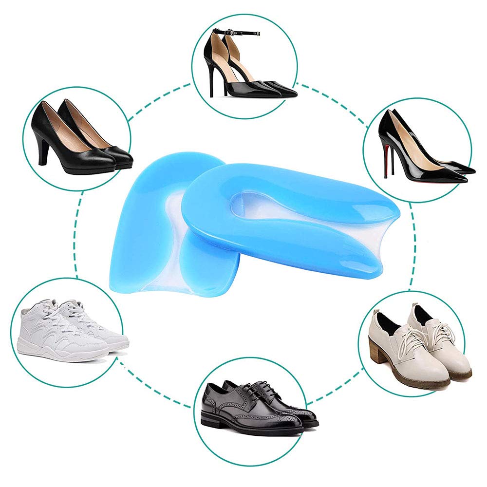 Cojín de silicona en forma de U, almohadilla para fascitis plantar diseñada para el cuidado doloroso del talón y los espolones óseos, 1 par (L)