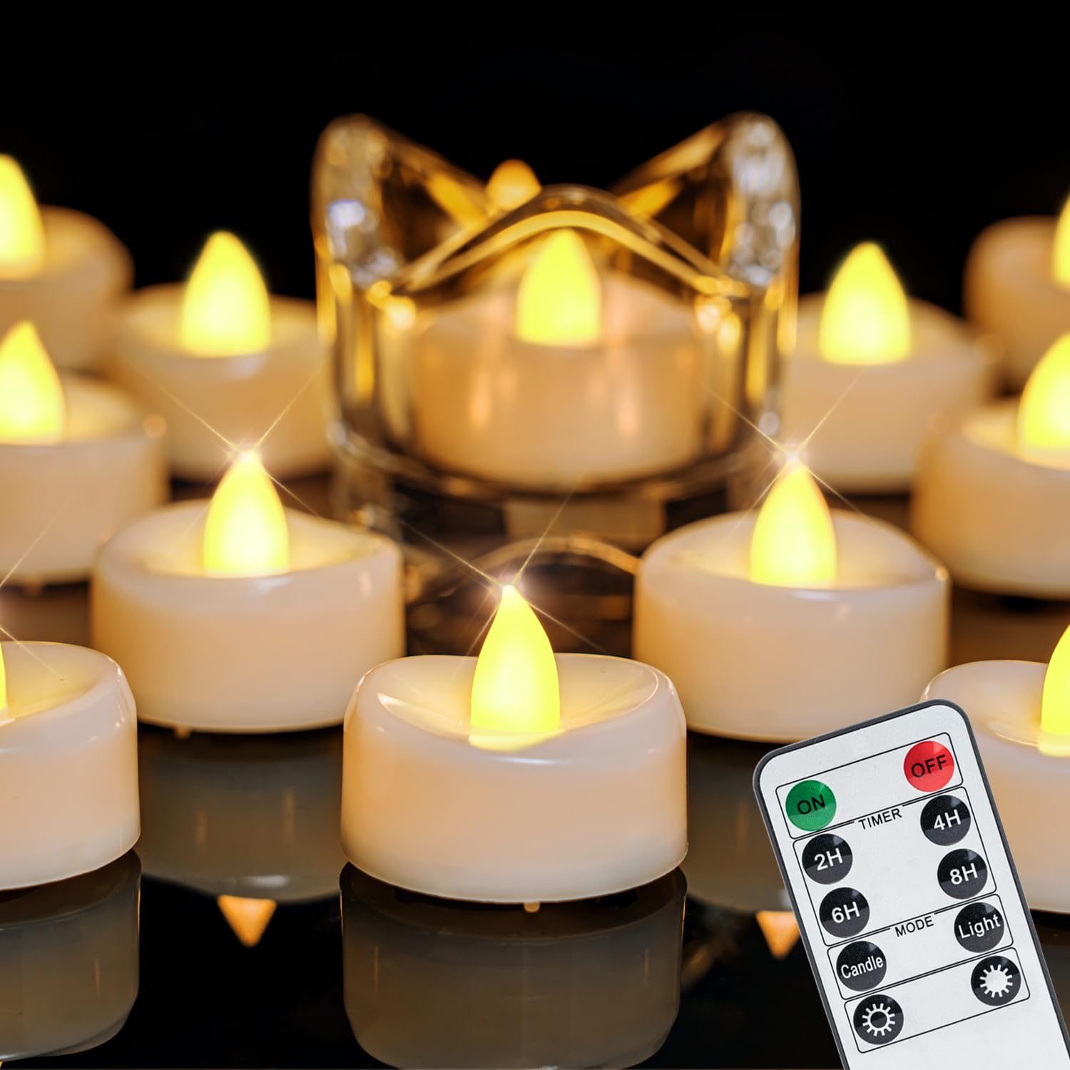 merrynights Remote Candles, 12PCS Flameless Tea Lights Candle Battery Operated with Timer, 400+Hours Remote Control LED Tea Lights Votive Candle for
