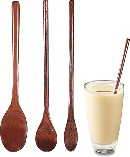 Wooden Honey Spoon for Tea, 3PCS Reusable Washable Wood Spoons for Eating Wooden Spoons for Cooking Sturdy Wood Cooking Utensils for Soup Desserts Cereal Serving Mixing
