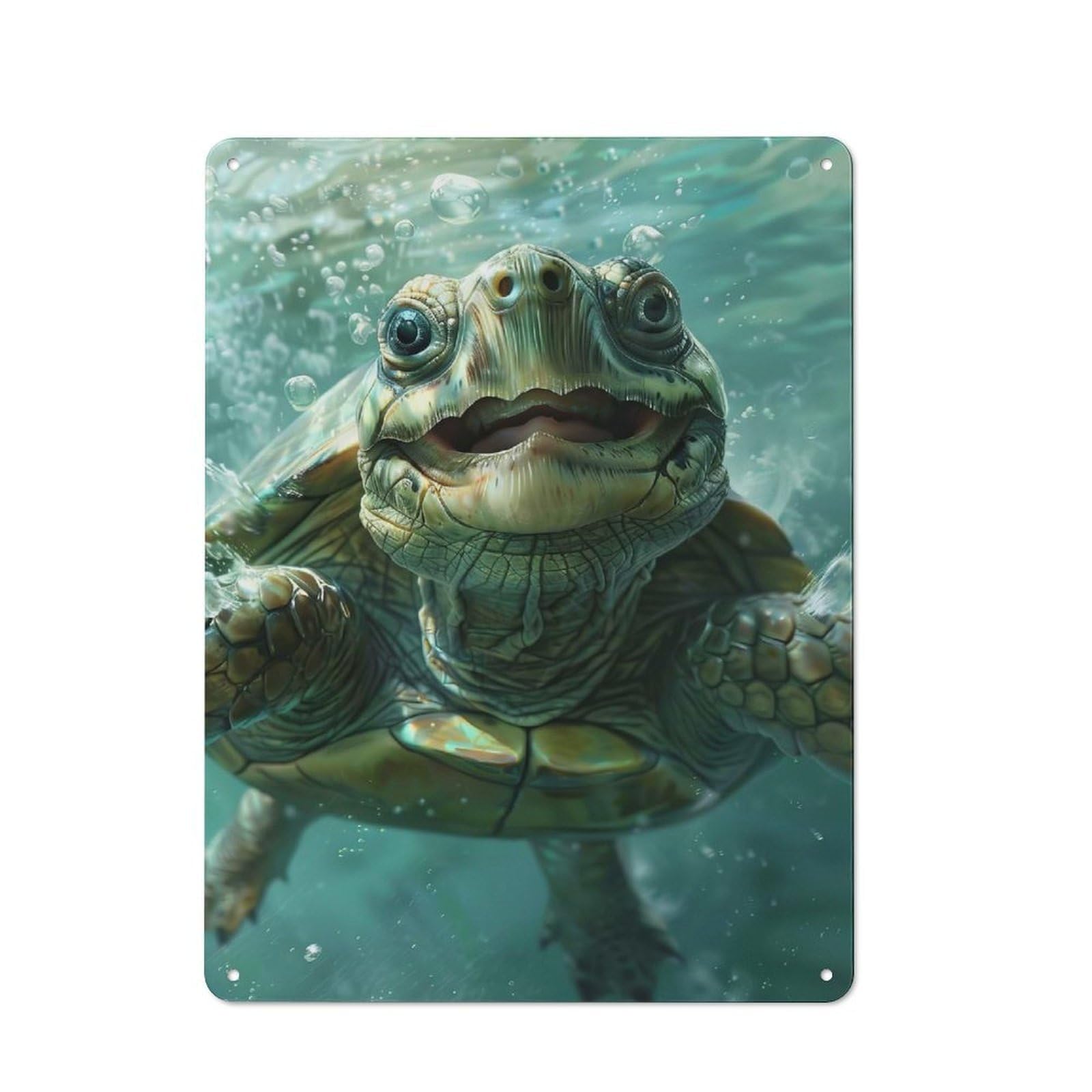 Junmoney Turtle Sea Modern Vintage Metal Wall Decor 40X30cm, Office Metal Sign For Office, Study, Studio Or Hallway