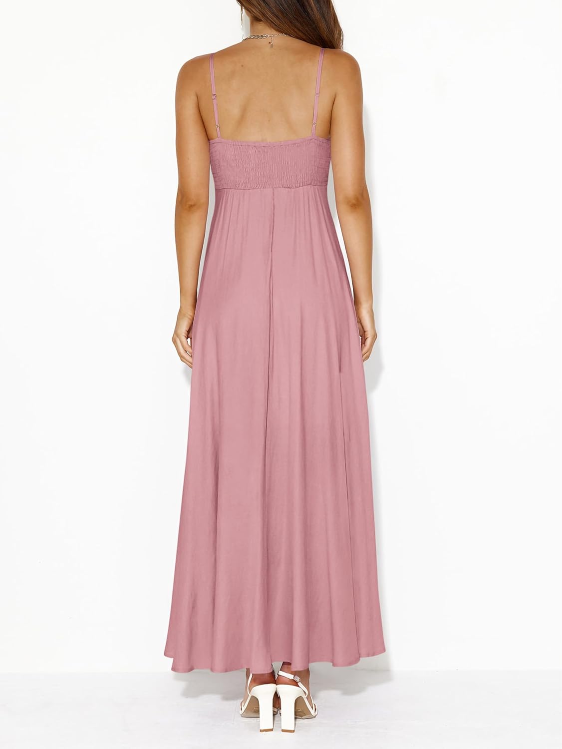 PRETTYGARDEN Womens Spaghetti Strap Maxi Dresses 2026 Summer Casual Sleeveless Smocked Boho A Line Long Flowy Beach Sundress - Image 5