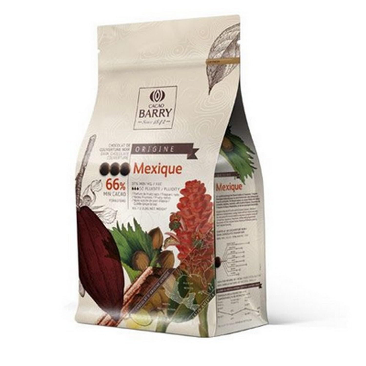 Cacao Barry Chocolat de couverture noir Mexique 66% 1 kg
