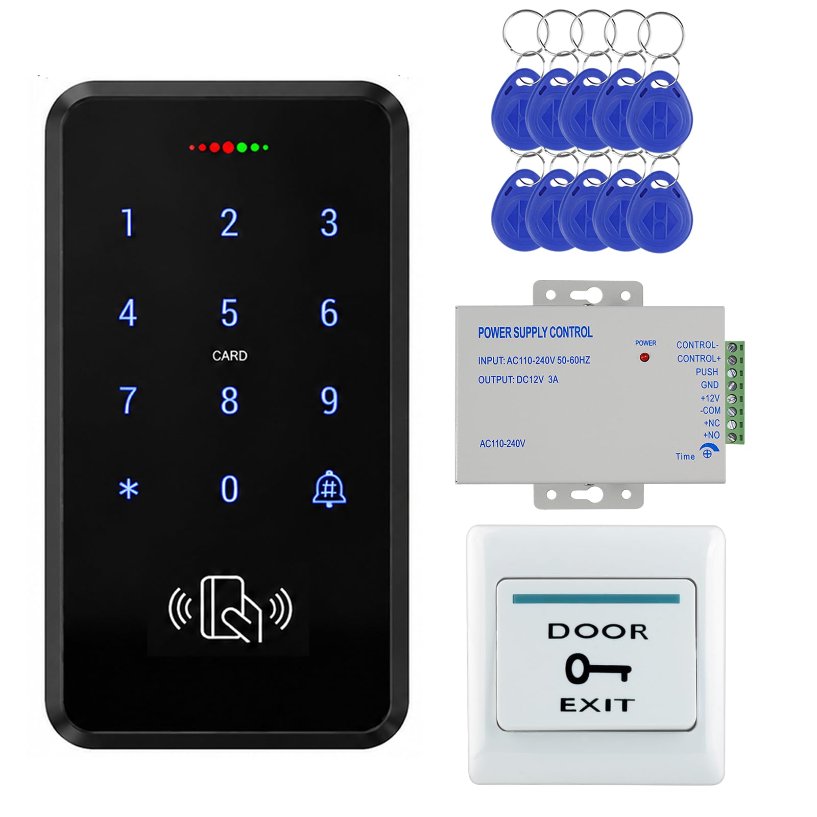 Kit contrôle accès IP68 étanche avec Alimentation & Bouton Sortie