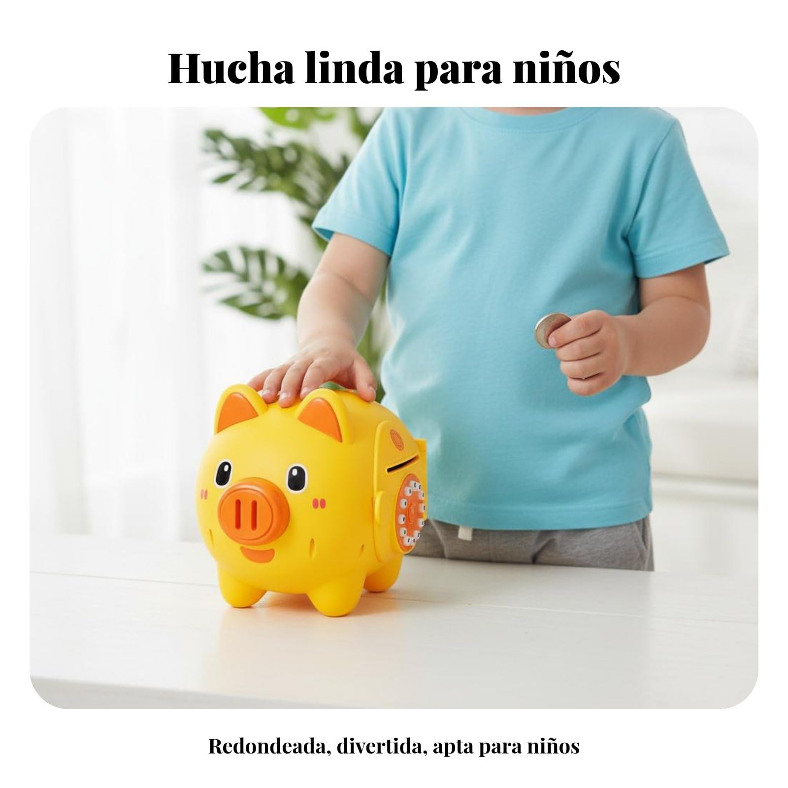 Tirelire Électronique Enfant Tirelire Cochon Coffre Économies Boîte à Argent Coffre à Code avec Entrée Automatique des Billets et Effets Sonores, Jaune