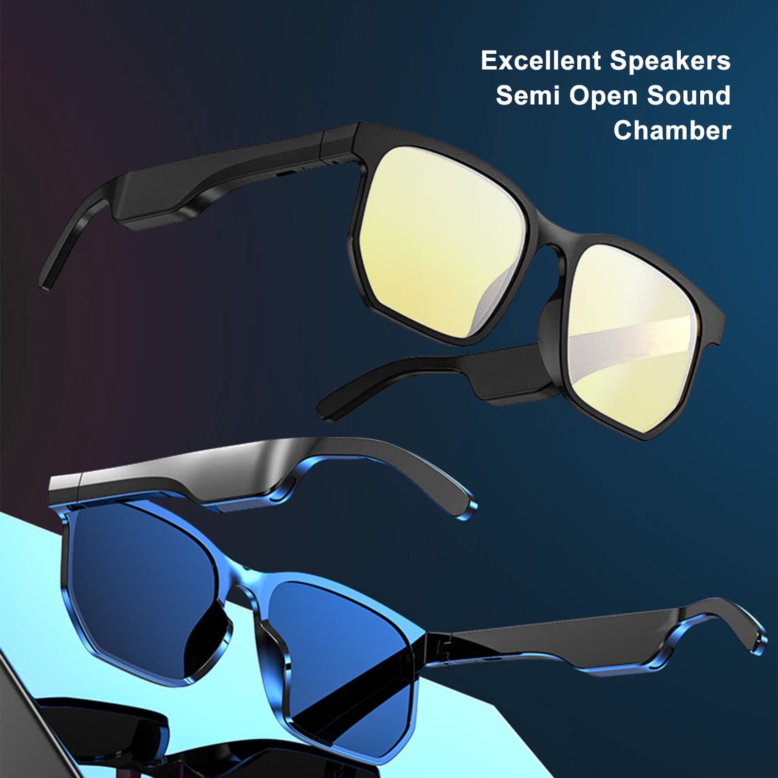 VBESTLIFE Bianco Grigio Occhiali Audio Bluetooth Vbestlife - Audio Trasparente Stile Orecchio Aperto Con Bluetooth 5.0 Per Musica E Chiamate Occhiali Intelligenti