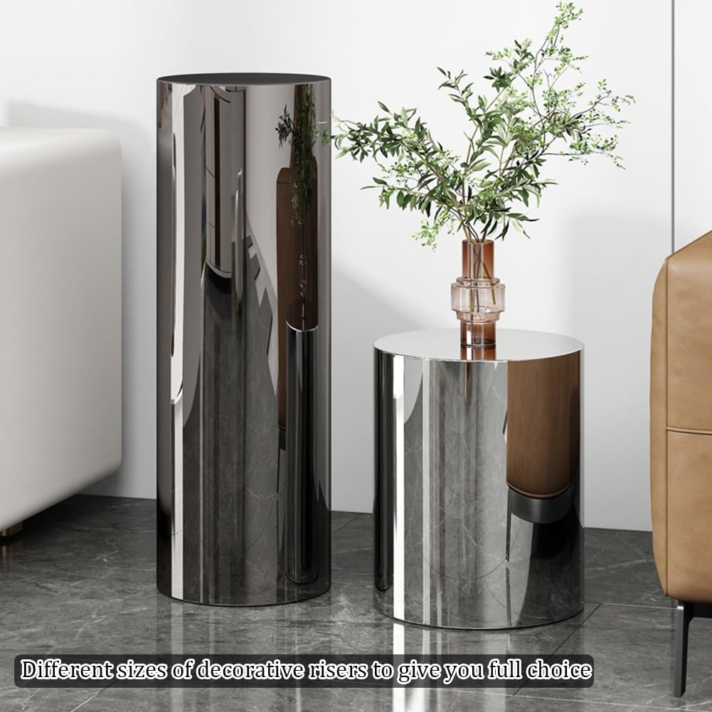 Gold Metal Pedestal Stand - 27.5x70cm Decorative Cylinder Sculpture Display Pillars for Weddings, Art Exhibitions, Stackable Event Decor, Modern Centerpieces