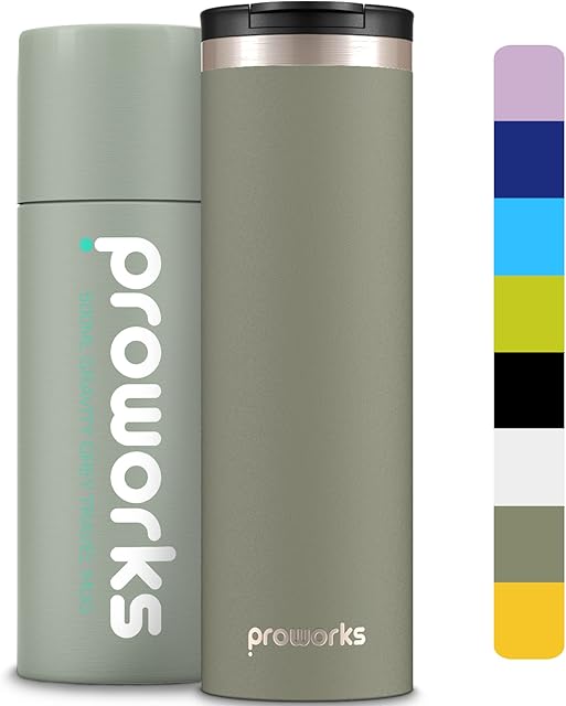 Proworks Travel Mug, 500ml BPA-Free Leakproof Stainless Steel Flasks for Hot and Cold Drinks  Ideal Coffee Mug  Reusable Coffee Cup, Vacuum Insulated Flask - Gravity Grey