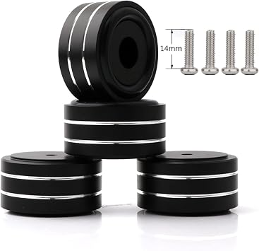 Emivery Set of 4 Aluminum Speaker Isolation Stand Turntable DAC Feet Pad Floor Protectors Shoes Mats for Audio Turntable Speaker