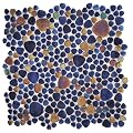 Rain Series Forever Love -Blue Dark Mix 13 Sheets Wall, Floor, Backsplash and Pools Pebble Glass Tile Love™ 10.76 Square Feet