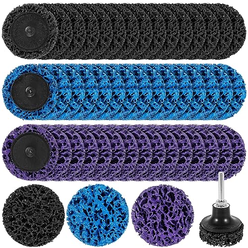 Lot de 45 disques abrasifs CSD - 50 mm - Avec support - Violet/bleu/noir - Pour le traitement de surface, le polissage et l'élimination de la rouille