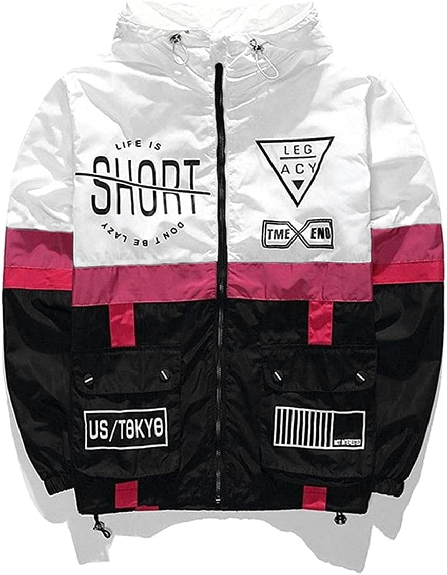 Men's Lightweight Windbreaker Jacket Casual Zip Up Jackets With Hooded