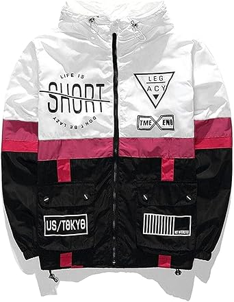 AITFINEISM Men's Lightweight Windbreaker Jacket Casual Zip Up Jackets With Hooded