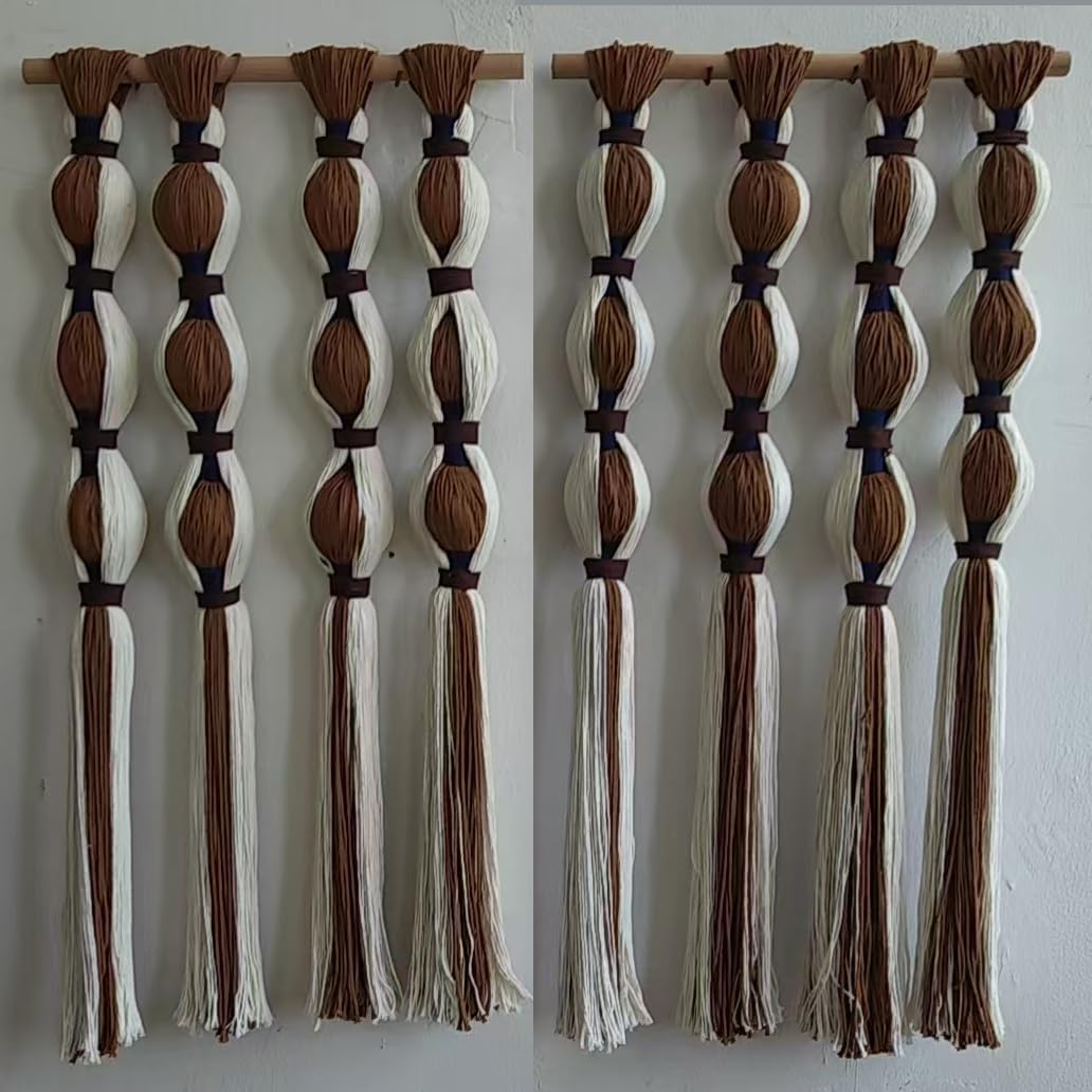 Amazon.com: IOWER Macrame Wall Hanging Set of 2, Brown Fiber Wall Decor ...
