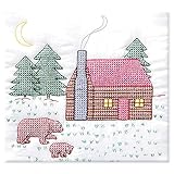 Stamped White Quilt Blocks 18'X18' 6/Pkg-Cabin & Bears