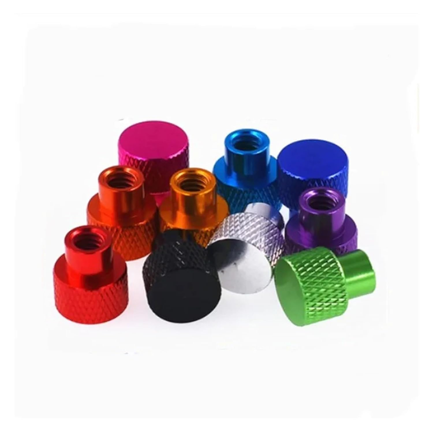20pcs/lot M3 M4 M5 M6 Colourful Aluminum Blind Frame Hand Tighten Flange Nut Step Knurled Thumb Nut(Pink,M5)