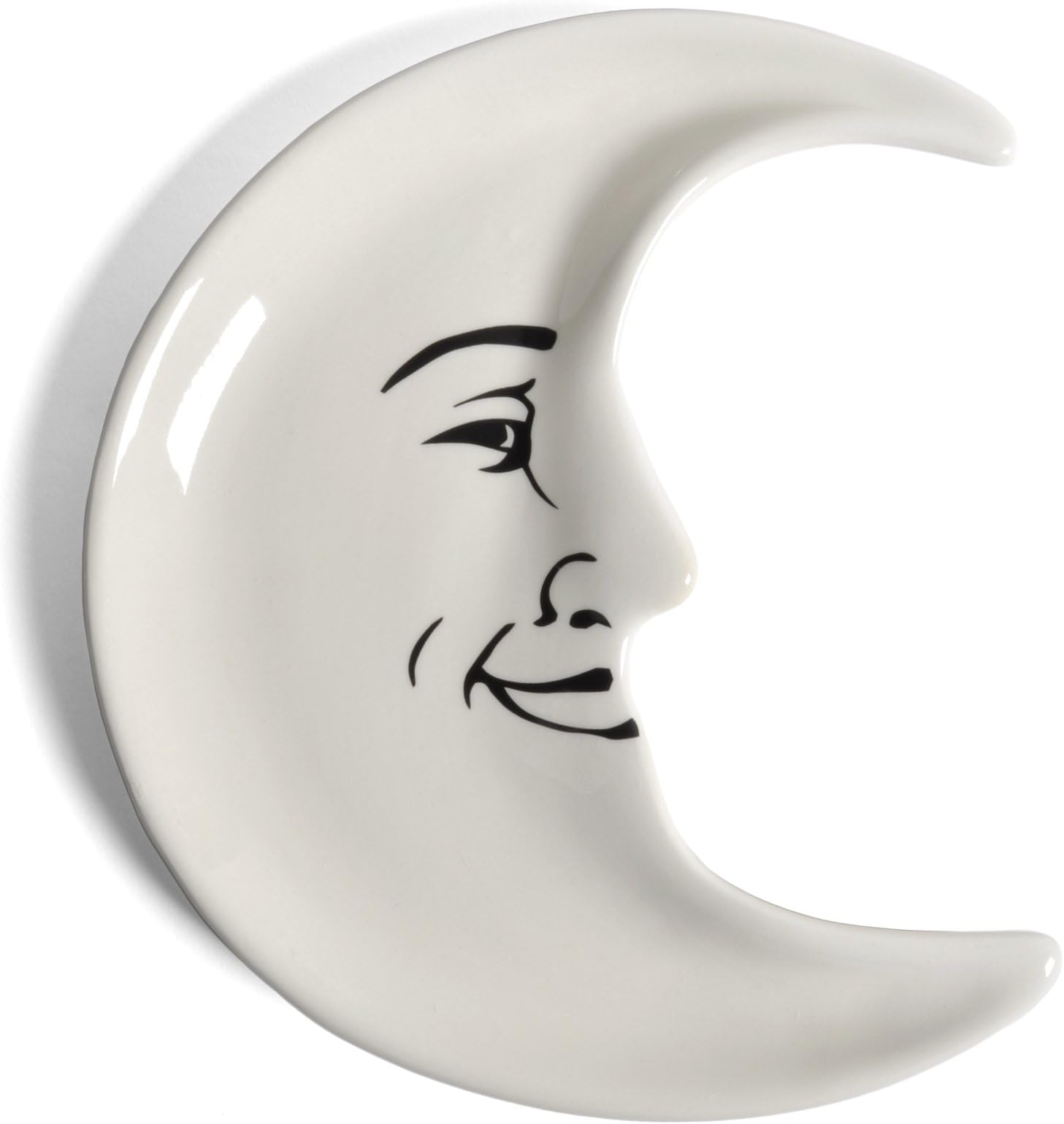 Man in the Moon Crescent-Shaped Ceramic Snack Plates, Set of 4