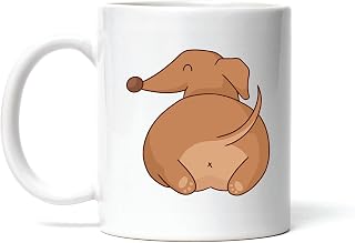Cute Dachshund Dog Gift Idea for Dog Lovers Dachshund Butt Illustration 11oz 15oz White Coffee Mug