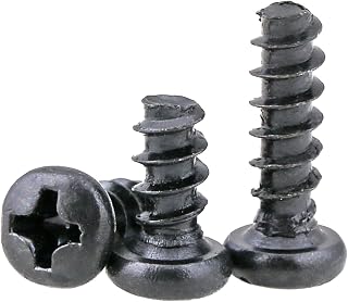 Tornillos cruzados, tornillos autorroscantes, 100-500 piezas M1/M1.2/M1.4/M1.5/M1.6/M1.7/M2/M2.3/M2.5/M2.6 Cabeza plana de acero al carbono negro Microtornillos autorroscantes (Color : As Show, Size