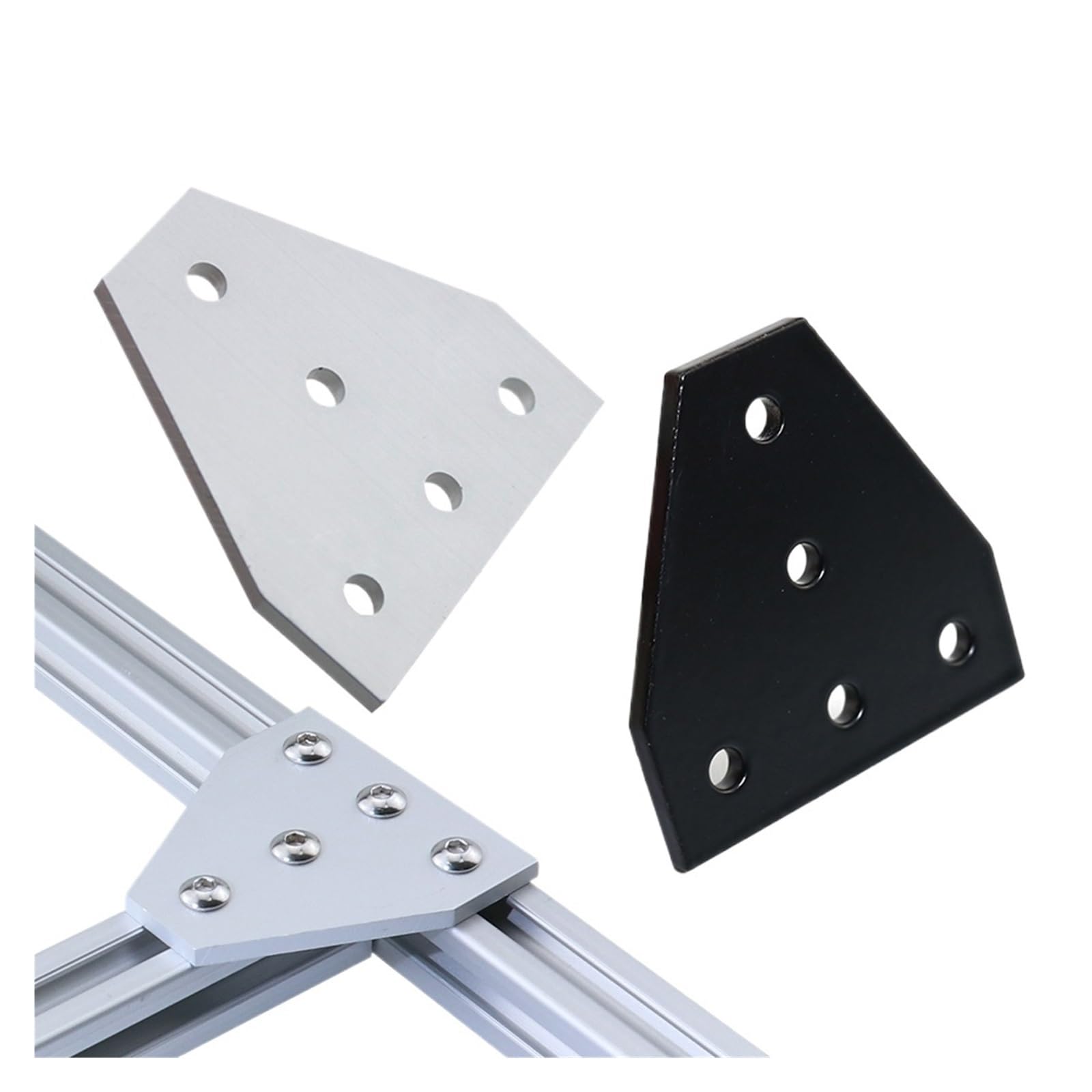 Mocny wspornik kątowy narożny listwa łącząca do profilu aluminiowego z rowkiem V 2020 3030 4040 4545 z 5 otworami(40s 2pcs Silver)