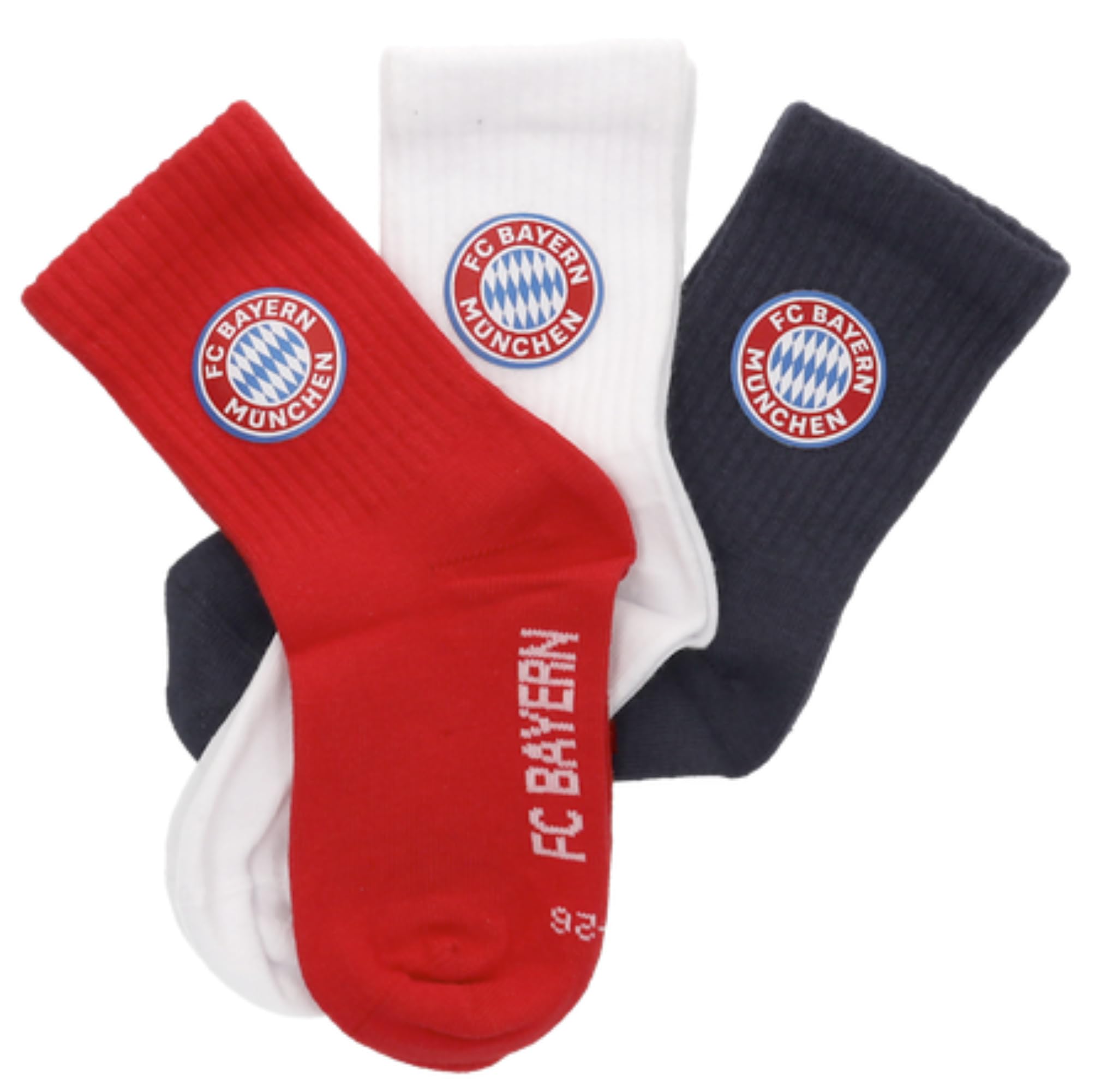 FC Bayern München Kindersocken 3er-Pack rot-weiß-blau |Kinder Socken | FCB - Größe 27-30